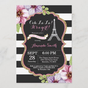 Inbjudan till EM-Fransken Eiffel Torn Baby Shower