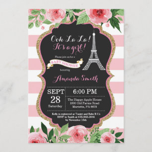 Inbjudan till EM-Fransken Eiffel Torn Baby Shower
