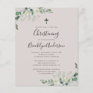 Inbjudan till EM i Beige Eucalyptus Christening