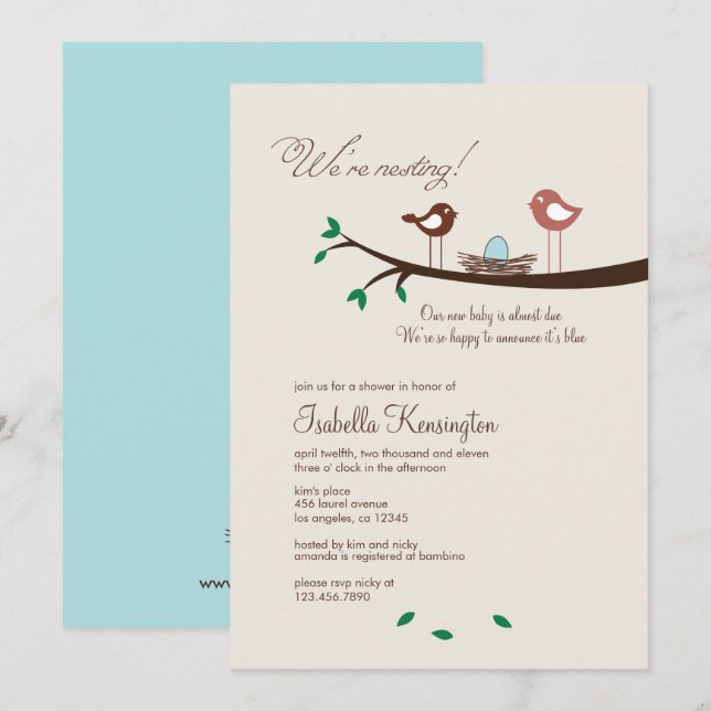 Inbjudan till en blå gästfågelstövel (Fram/baksida)