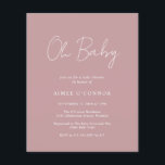 Inbjudan till en enkel Dusty Ro Budget Baby Shower<br><div class="desc">Modern dammiga ro-rosa-inbjudan till babydusch med en enkel design med "Oj Baby" i en rustik stil-manustypografi. Den här elegantens inbjudan med minimalistisk layout är underbar för en flickdusch.</div>