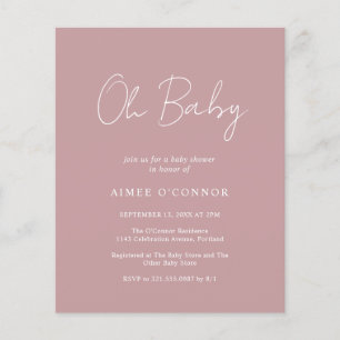 Inbjudan till en enkel Dusty Ro Budget Baby Shower
