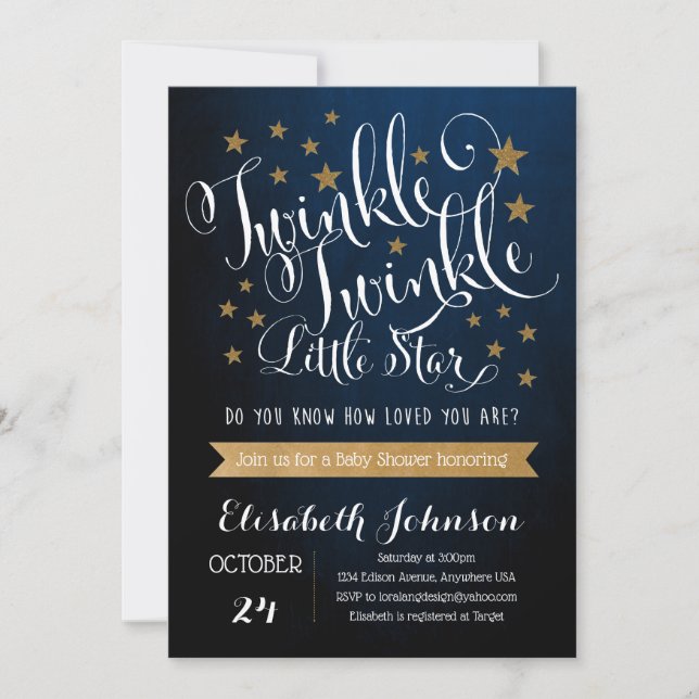 Inbjudan till en liten babystövel med Twinkle Twin (Framsida)