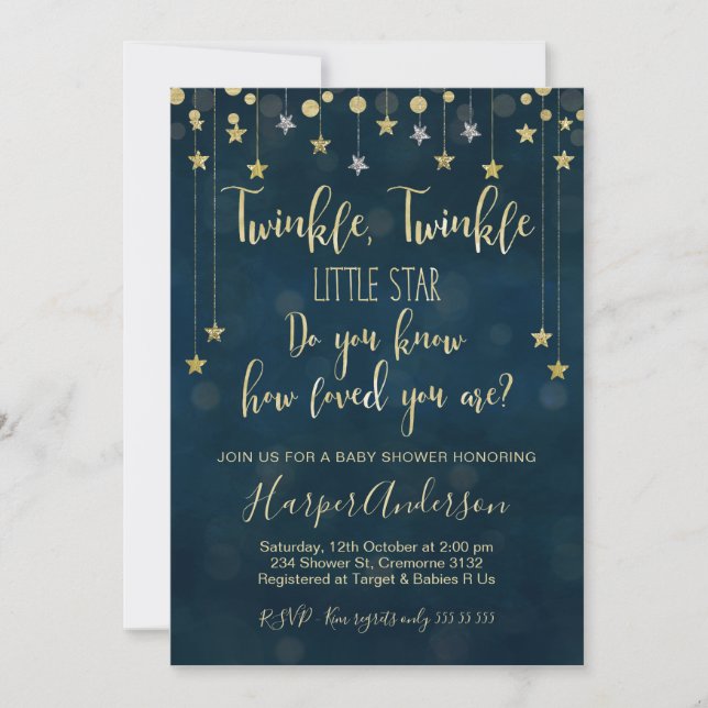 Inbjudan till en liten babystövel med Twinkle Twin (Framsida)
