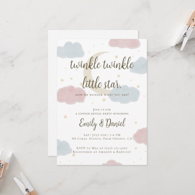 Inbjudan till en liten babystövel med Twinkle Twin (Fram/Back In Situ)