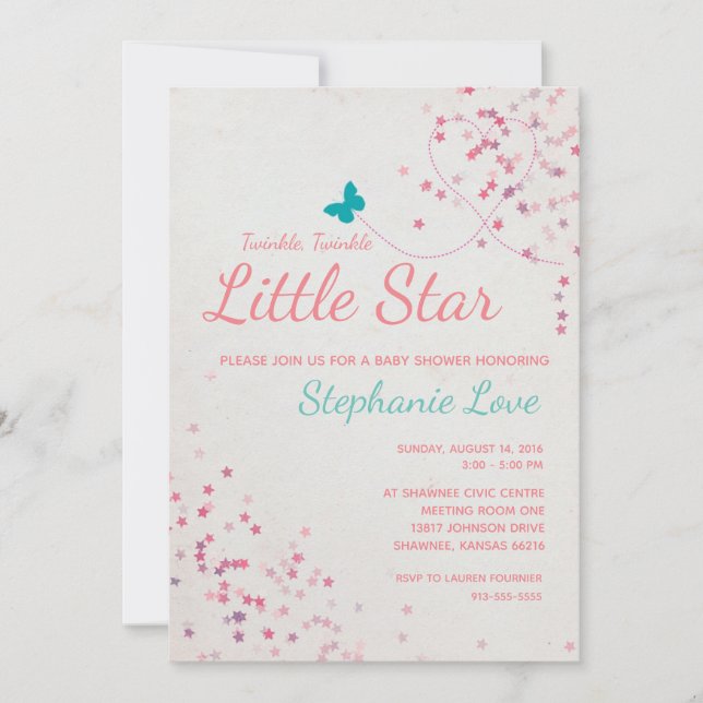 Inbjudan till en liten babystövel med Twinkle Twin (Framsida)
