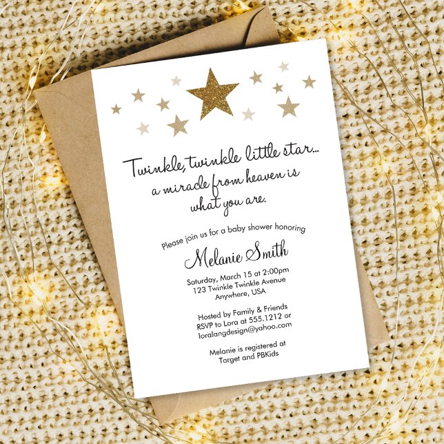 Inbjudan till en liten babystövel med Twinkle Twin (Skapare uppladdad)