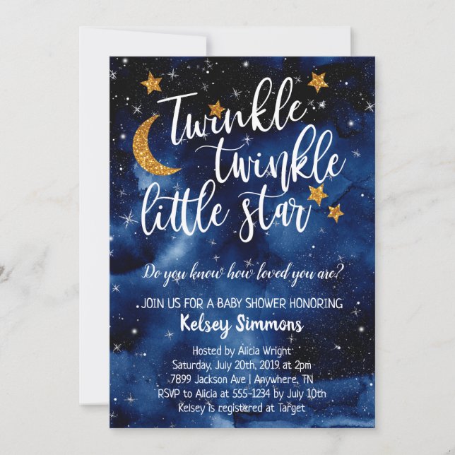 Inbjudan till en liten babystövel med Twinkle Twin (Framsida)