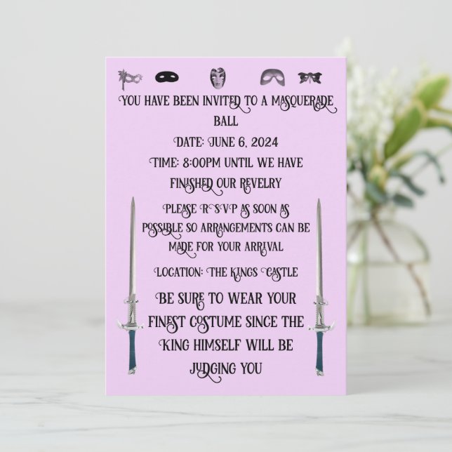 Inbjudan till en maskerad Boll (Stående Fram)