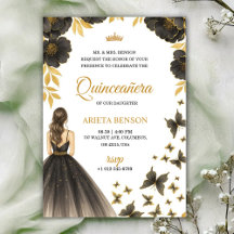 Inbjudan till en Quinceañera med elegant blomster