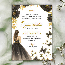 Inbjudan till en Quinceañera med elegant blomster