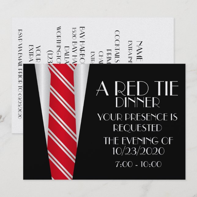 Inbjudan till en Red Tie-middag (Fram/baksida)