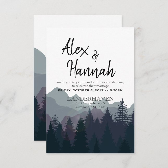 Inbjudan till endast bröllopsfesten (Fram/baksida)