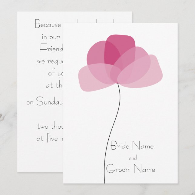 Inbjudan till enkel blomma (Fram/baksida)