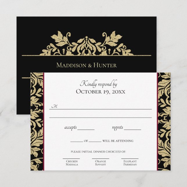 Inbjudan till enkel Elegant för Guld-skadebegäran (Fram/baksida)