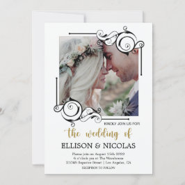 Inbjudan till enkel Elegant och fotobröllop