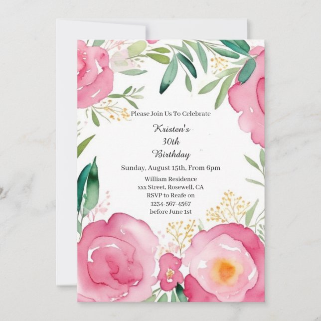 Inbjudan till enkel födelsedag (Framsida)