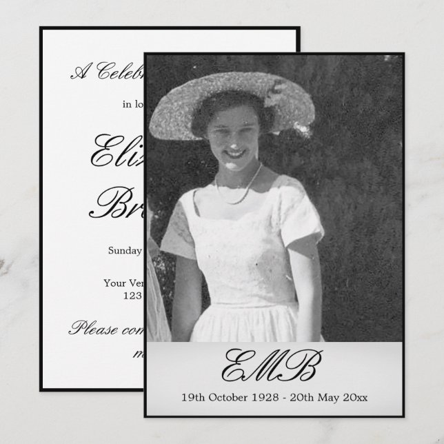 Inbjudan till enkel fotofotot Elegant för vanligt  (Fram/baksida)