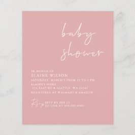 Inbjudan till enkel Rosa Modern Babydusch