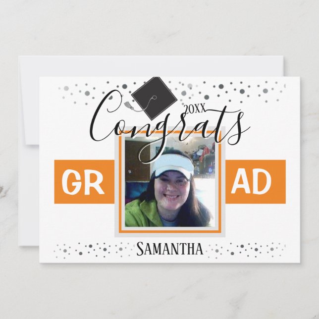 Inbjudan till enkelkvadratisk foto för Studenten-O (Framsida)