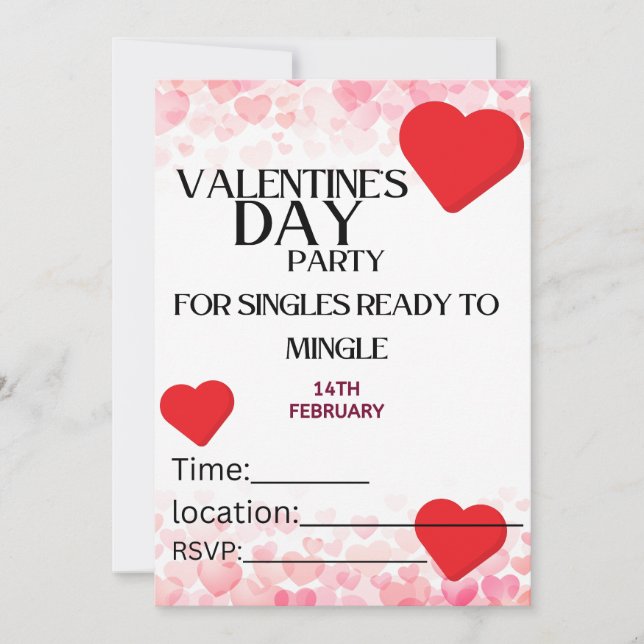 Inbjudan till ensamstående valentines day (Framsida)