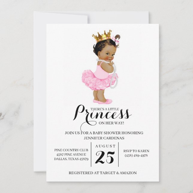 Inbjudan till etnisk prinsessan Baby Shower (Framsida)