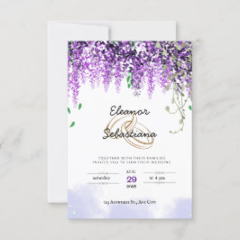 inbjudan till ett lavender fält bröllop-kort