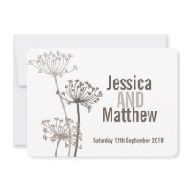 Inbjudan till ett modernt blombrunt bröllop