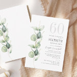 Inbjudan till Eucalyptus 60:e födelsedagsinbjudan<br><div class="desc">Det skulle kunna bli en överraskning för party eller ännu ett speciellt årtionde. Denna 60:e födelsedagsfest inbjudan med eukalyptus grey design med modern populär typografi kan lätt redigeras till kostym på årsdagen eller årsdagen firande.

Du kan ändra ordalydelsen,  födelsedagsinformationen och bakgrunden till färg genom att klicka på knappen "Anpassa"</div>