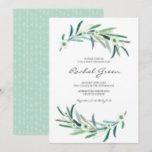 Inbjudan till Eucalyptus blommigt Baby Shower