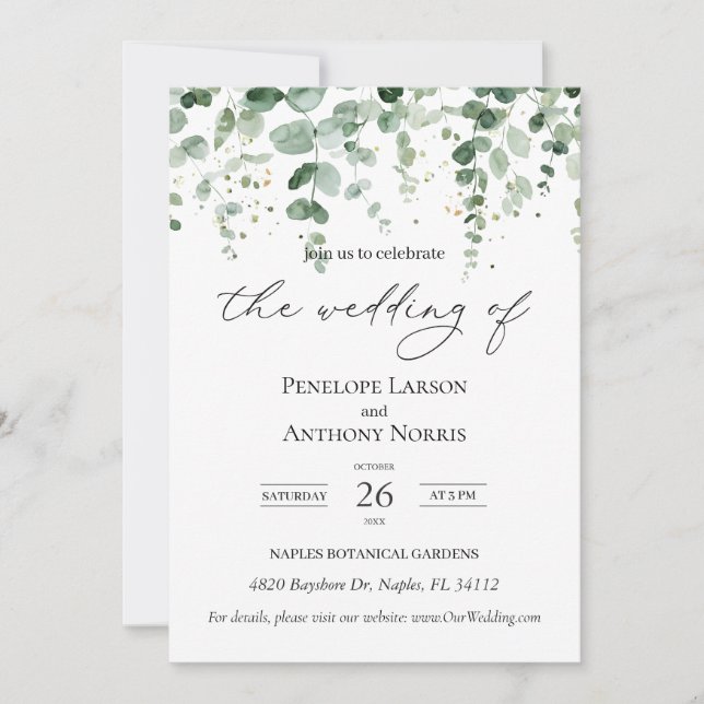 Inbjudan till Eucalyptus Foliage Wedding (Framsida)