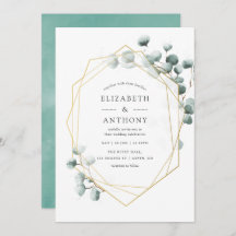 Inbjudan till Eucalyptus Geometric Wedding i vatte