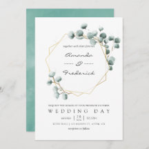 Inbjudan till Eucalyptus Geometric Wedding i vatte