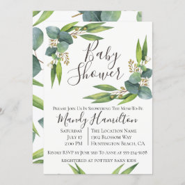 Inbjudan till Eucalyptus Greenery Baby Shower
