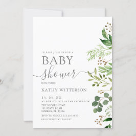 Inbjudan till Eucalyptus Greenery Baby Shower