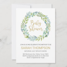 Inbjudan till Eucalyptus Greenery Baby Shower