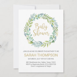 Inbjudan till Eucalyptus Greenery Baby Shower