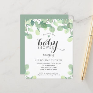 Inbjudan till Eucalyptus Greenery Budget Baby Show