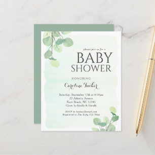 Inbjudan till Eucalyptus Greenery Budget Baby Show