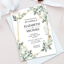 Inbjudan till Eucalyptus Greenery Geometric Weddin