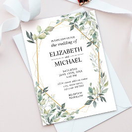 Inbjudan till Eucalyptus Greenery Geometric Weddin