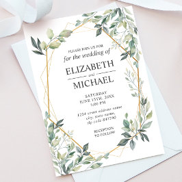 Inbjudan till Eucalyptus Greenery Geometric Weddin