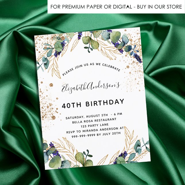 Inbjudan till Eucalyptus greenery glitter (Skapare uppladdad)