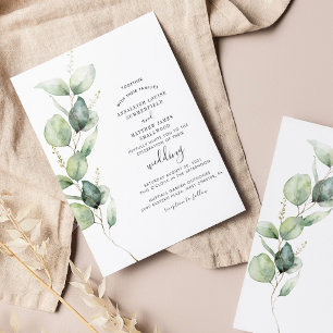 Inbjudan till Eucalyptus Greenery Script-bröllop
