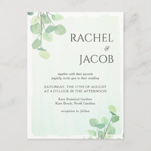 Inbjudan till Eucalyptus Greenery Watercolor Weddi