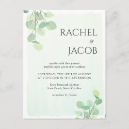 Inbjudan till Eucalyptus Greenery Watercolor Weddi