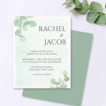 Inbjudan till Eucalyptus Greenery Watercolor Weddi