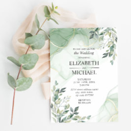 Inbjudan till Eucalyptus Greenery Watercolor Weddi