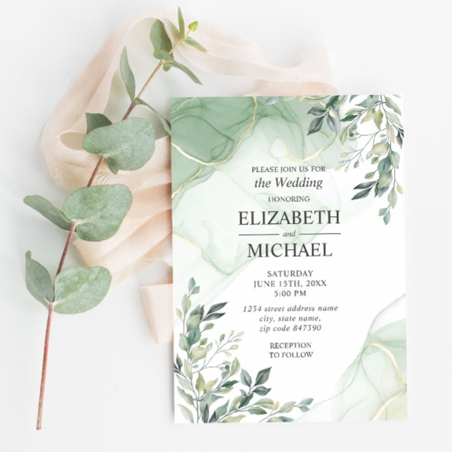 Inbjudan till Eucalyptus Greenery Watercolor Weddi (Skapare uppladdad)