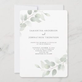 Inbjudan till Eucalyptus Greenery Watercolor Weddi